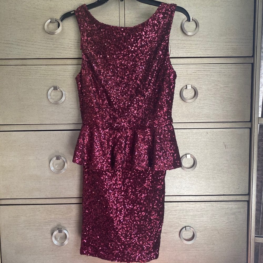 Topshop burgundy peplum dress.  Great condition.